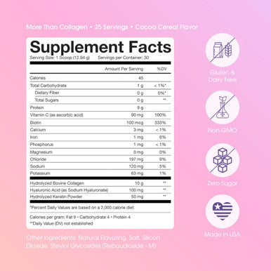 Obvi More Than Collagen Powder | Supports Healthy Hair Skin Nails Joints Gut | Grass-Fed Multi Collagen Supplement with Hyaluronic Acid Biotin Keratin | Cocoa Cereal 30, Servings