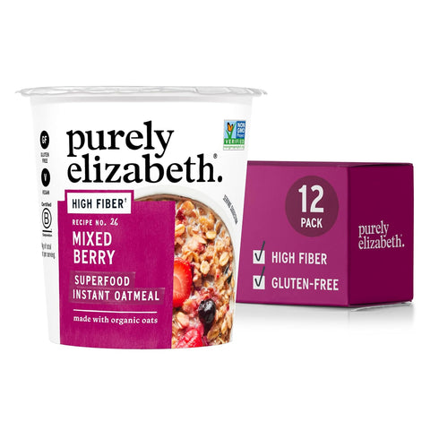Purely Elizabeth, Vanilla Pecan, Collagen Oatmeal Cups With Nut Butter Packet, Gluten-Free, 2 Ounce (Pack of 12)