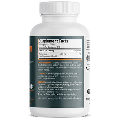 Bronson Magnesium 500 MG Supports Bone & Muscle Health & Nervous System Support - Non-GMO, 240 Vegetarian Tablets