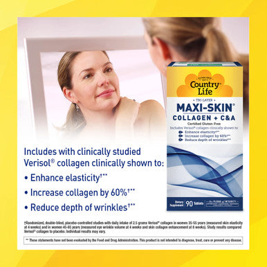 Country Life Tri Layer Maxi-Skin Collagen Plus C&A 90 Tablets