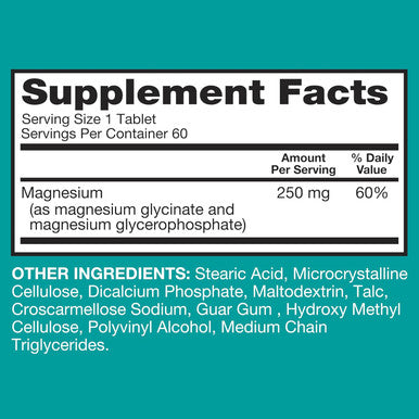 Qunol Magnesium Glycinate Complex Gentle on Stomach 250mg One Pill Dose Superior-Absorption Magnesium Nerve Bone and Muscle Health Supplement 60 Count