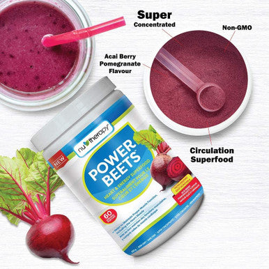 NuTherapy Power Beets Powder - Circulation Superfood Acai Berry Pomegranate Flavour 330 Gram