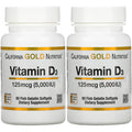 Vitamin D3 Supplement By California Gold Nutrition - Support For Healthy Bones & Teeth - Immune System Support - Gluten Free, Non-Gmo - 125 Mcg (5,000 Iu) - 2 Pack Of 90 Fish Gelatin Softgels Each