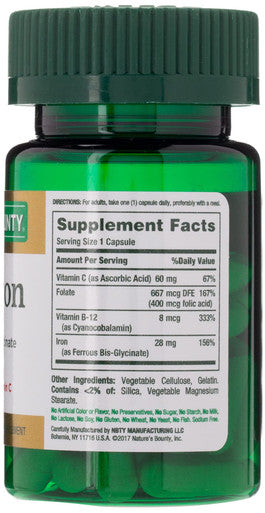 Natures Bounty Easy Iron 28 mg Capsules 30's