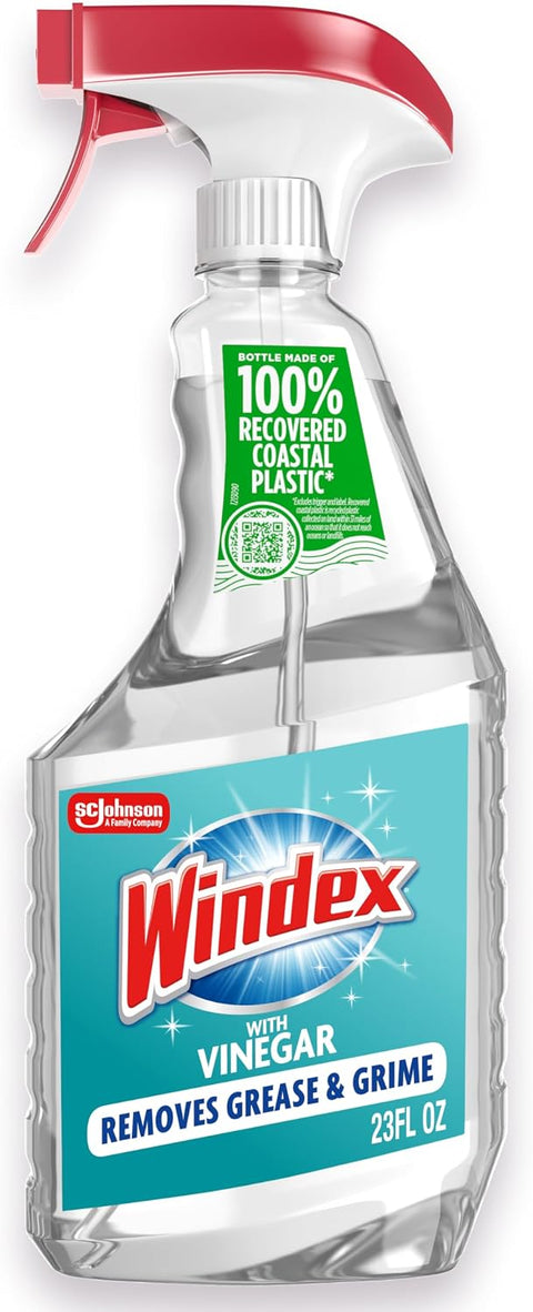Windex Vinegar Glass and Surface Cleaner Spray Bottle, Packaging Designed to Prevent Leakage and Breaking, Surface Cleaning Spray, 23 Fl Oz