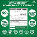 Zazzee Extra Strength Pomegranate 20:1 Extract, 40% Ellagic Acid, 500 mg, 120 Vegan Capsules, Immune and Antioxidant Support, Non-GMO and All-Natural