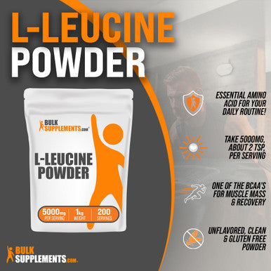 Bulksupplements.Com L-Leucine Powder - Leucine Supplements, Leucine Amino Acid - Bcaa Supplements, Leucine Powder - Unflavored & Gluten Free, 5000Mg Per Serving, 1Kg (2.2 Lbs)