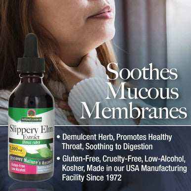 Nature'S Answer Slippery Elm 2 Ounce Extract - Low Organic Alcohol Supports Mucous Membranes Kosher Gluten Made in USA Supports Female Wellness