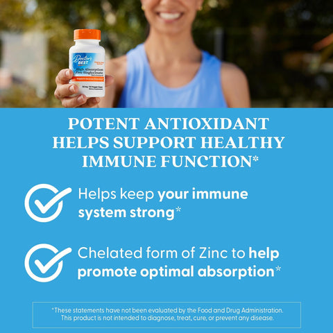 DoctorS Best High Absorption Zinc Bisglycinate 50Mg High Potency Supporting Enhancing Immune System Antioxidant Vc 90 Count