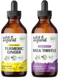 Wild & Organic Turmeric Ginger Tincture 4 Fl Oz & Milk Thistle Tincture 4 Fl Oz