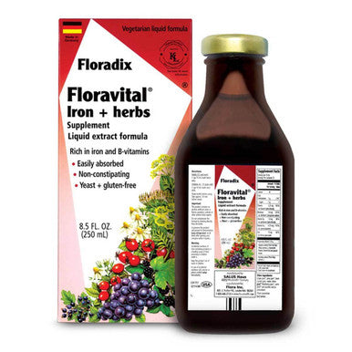 FLORA Floravital Iron Herbs Gluten Free Vegan Liquid by Salus 8.5 Fl Oz