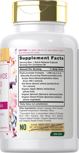Carlyle Phytoceramide Supplement 1500mg | 90 Capsules | with Organic Sweet Potato | Beauty Formula Complex | Non-GMO and Gluten