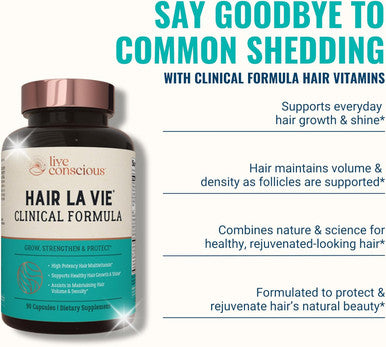 Hair La Vie Live Conscious Clinical Formula Hair Growth Vitamins For Women And Men W/Biotin 5000Mcg, Collagen & Saw Palmetto (Pack Of 1)
