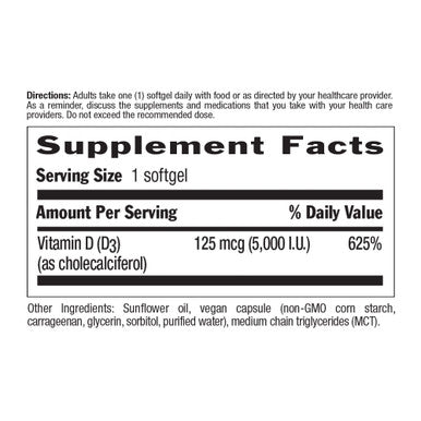 Country Life Vegan D3 5000 Iu 60 Softgels Certified Gluten Free Certified Vegan
