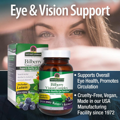 Nature'S Answer Bilberry Vision Complex for Eyes Vegetarian Capsules 60-Count | Promotes Overall Eye Health