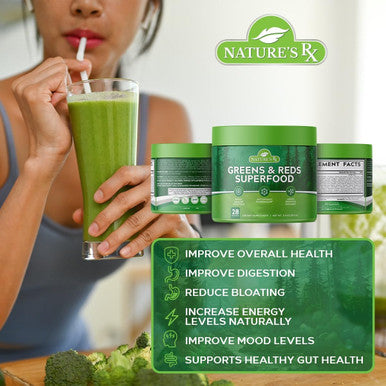 EPN Supplements Nature'S Rx | #1 Rated Greens & Reds Superfood | Strengthen Immune System, Reduce Bloating | 17 Powerful Ingredients | 100% Naturally Sourced & 3Rd Party Tested Ingredients - 28 Servings