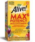 Natures Way Alive! Max6 Potency Multivitamin, Whole Body Nutrition, High Potency B-Vitamins, 90 Capsules