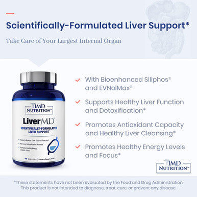 1MD Nutrition LiverMD Liver Support Supplement Siliphos Milk Thistle Extract Highly Bioavailable for Liver Support