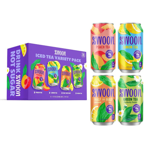 Swoon Peach Tea - Sugar Free, Low Carb, Paleo-Friendly, Gluten Free - Flavored Keto Drinks Made with Organic Black Tea & Sweetened by Monk Fruit and Stevia (Pack of 12)