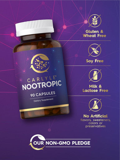 Carlyle Nootropic Supplement | 90 Capsules | with B12 Guarana & More | Non-GMO & Gluten