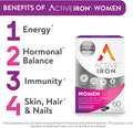 Active Iron For Women, Non-Constipating, 30 Active Iron High Potency Capsules With 30 Multivitamin Tablets, Helps Strengthen Your Immune System