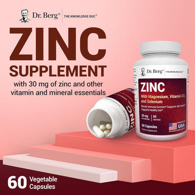 Dr. Berg Zinc 30Mg Enhanced With Magnesium Vitamin D3 Selenium and Copper Zinc Supplements For Men and Women Chelated Zinc For Immune Skin Hair and Nails Support 60 Capsules