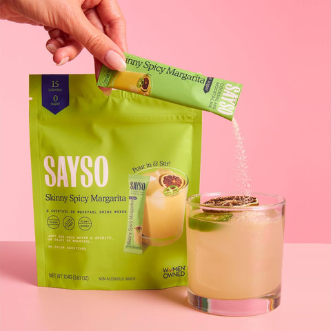 SAYSO Variety Pack | Skinny Mix: Spicy Margarita, Cardamom Paloma, Hibiscus Cosmopolitan & Honey Rosemary Moscow Mule - Craft Cocktail & Mocktail Mixers (Low-Calorie & Low Sugar), 8-Pack Assorted