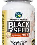 Amazing Herbs Whole Spectrum Black Seed & High Potency Garlic, Vegetarian Capsules - 100 Count