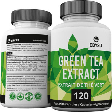 EBYSU Green Tea Extract with EGCG Antioxidant Supplement 500mg Capsules - 120 Day Supply