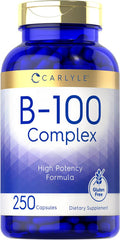 Carlyle B-100 Complex Vitamin | 250 Capsules | Non-GMO Gluten Supplement