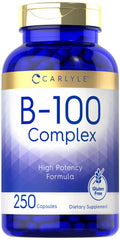 Carlyle B-100 Complex Vitamin | 250 Capsules | Non-Gmo, Gluten Free Supplement