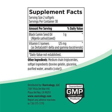 Rootcology Black Cumin Seed Extract - Unique Blend Of Black Cumin Seed Oil To Support Digestive Function And Healthy Skin (60 Cap