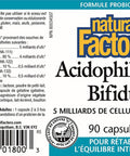Natural Factors Acidophilus Bifidus Promotes WellBeing Digestive Health 90 Capsules