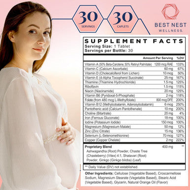 Best Nest Wellness Fertility Supplements for Women Vegan Prenatal Vitamins for Women Methylfolate Ashwagandha Whole Food Blend Conception Supplements & Pre Natal Multivitamin Formula 30Ct