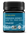 Melora Raw Manuka Honey from New Zealand | UMF 15+ | MGO 525+ | 8.8 Oz Jar | Safe for Skin Care | Edible & Healthy Sugar Alternative | Traceable from Hive to Hand Manuka Honey