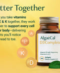 ALGAECAL 4-in-1 Vitamin D3 K2 Complete - ADK Vitamin Supplement Enhanced Immune Support & Bone Health with D3 K2 A & E - Whole Body Wellness & Bone Strength 60 Easy-Swallow Softgels Made in USA