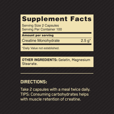 Optimum Nutrition Micronized Creatine Monohydrate Capsules Keto Friendly 2500Mg 200 Capsules
