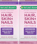 Nature's Bounty Hair Skin & Nails Rapid Release Softgels Argan-Infused Vitamin Supplement With Biotin And Hyaluronic Acid Supports Hair Skin And Nail Health For Women 150 Count (Pack Of 2)