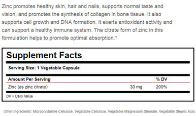 Solgar Zinc Citrate 30 Mg 100 Vegetable Capsules (1 Pack Of 3 Bottles)