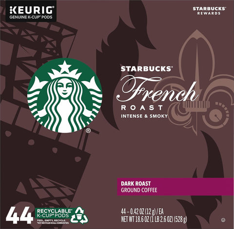 Starbucks K-Cup Coffee Pods, Dark Roast Hot or Iced Coffee, French Roast, 96 Keurig Pods
