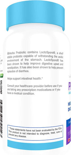Probiotic Bacillus Coagulans IBS Management Premium Grade Lactospore -Vegan High Survivability in Gut Shelf Stable 60 caps