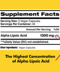 Alpha Lipoic 1300mg , ALA, Supports Glutathione Production, Supports Cardiovascular Health & Liver Health, Supports Overall Health, Powerful Antioxidants, 90 Vegan Capsules