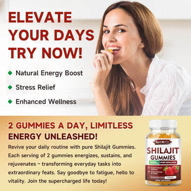 Sugar-Shilajit Gummies 1000 Mg With 85+ Trace Minerals & Fulvic Acid, Pure Himalayan Shilajit Supplement Gummies For Men & Women - Energy, Brain, Immunity - Strawberry Flavor, 120 Count