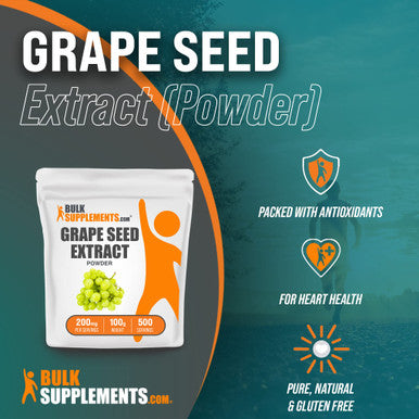BulkSupplements Grape Seed Extract Powder - Herbal Supplements, Antioxidants Supplement - 200mg of Grapeseed Extract Powder , (100 Grams - 3.5 oz)