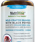 Organic Irish Sea Moss 2100mg With Bladderwrack Burdock 120 Capsules For Immune System Hair Skin Nails Thyroid Colon Cleanse Keto Detox Digestive Joint Support Prebiotics Vitamins Iodine