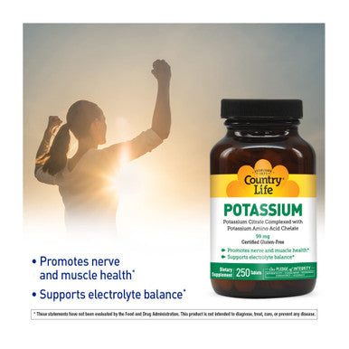 Country Life Potassium 99Mg 250 Tablets Certified Gluten Free
