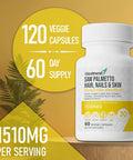 Hair, Nails & Skin Care With Saw Palmetto, Biotin, Amla, Vitamins A, C, E, Zinc, Copper, Black Seed Extract, Fo-Ti - 60 Non-Gmo, Gluten Free, Veggie Capsules For Men And Women