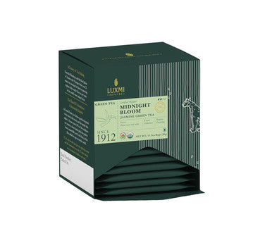 Luxmi Estates - Midnight Bloom - Organic Jasmine Tea - 90 Tea Bags (15ct x 6 Pack) | With Organic Jasmine Buds and Premium Darjeeling Green Tea | Natural Aid to Relieve Stress Anxiety and Sleep Problems