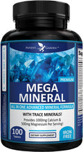 Potent Garden Mega Mineral Supplement Complete Mineral Complex With Calcium Magnesium Zinc Potassium Boron Selenium Chromium & 72 Trace Minerals Iron Calcium Supplement -100 Pills
