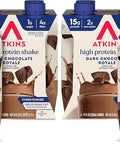 Atkins Milk Chocolate Delight High Protein Shake, 15g Protein, 12 Count | 15g Protein, 3g Fiber, 2g Net Carb, 1g Sugar, Chocolate Flavored, Keto Friendly, Ready to Drink, 12 Count